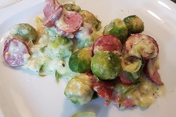 Brussels Cabbage Casserole with Cabanossi