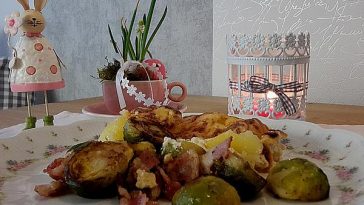 Brussels Sprouts with Apple, Walnuts and Bacon