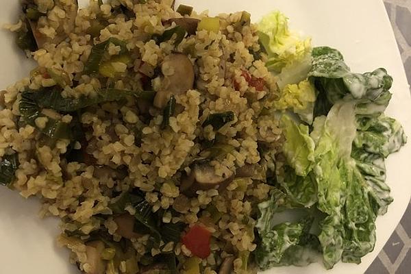 Bulgur Mushroom Chicken Pan