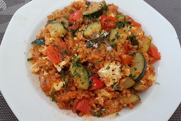 Bulgur Pan with Vegetables and Feta