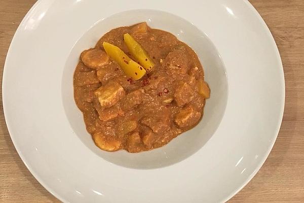 Butter Paneer with Peaches and Bananas