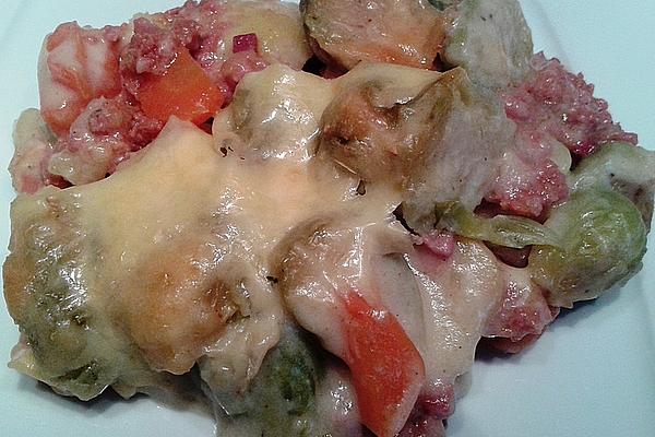 Carrot and Rosebud Casserole with Pork Meat