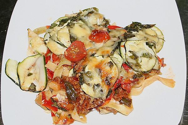Casserole with Minced Meat, Bell Pepper and Zucchini