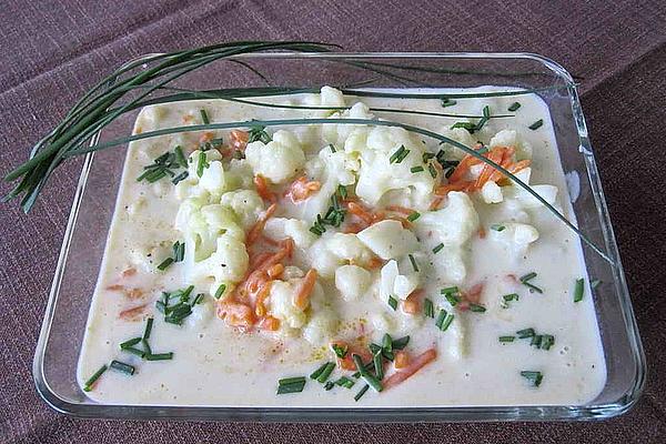 Cauliflower and Carrot Vegetables in Mustard Cream