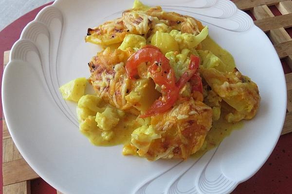 Cauliflower, Gratinated with Cheese and Leek Sauce
