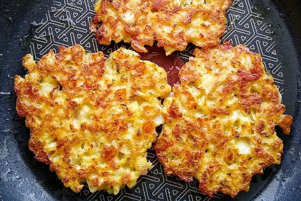 Cauliflower Pancakes with Gouda Cheese and Boiled Ham