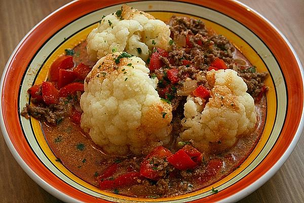 Cauliflower with Spicy Minced Meat Sauce