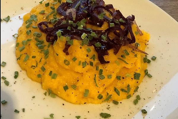 Celery and Turnip Puree with Braised Onions
