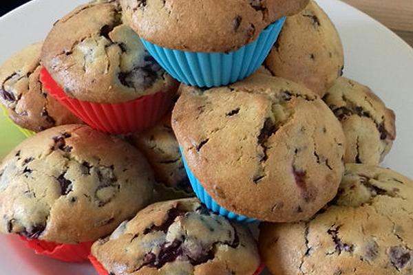Cherry Muffins with Chocolate Sprinkles