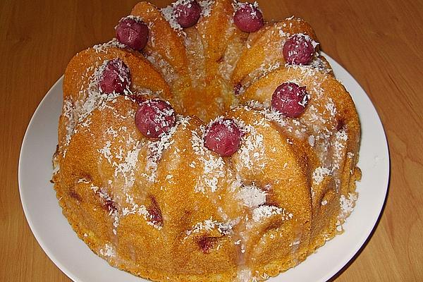 Cherry Ring Cake with Coconut