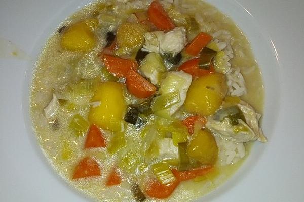 Chicken and Coconut Soup with Mango