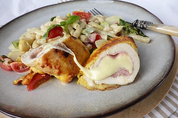 Chicken Breast in Parmesan Batter with Asparagus Noodles