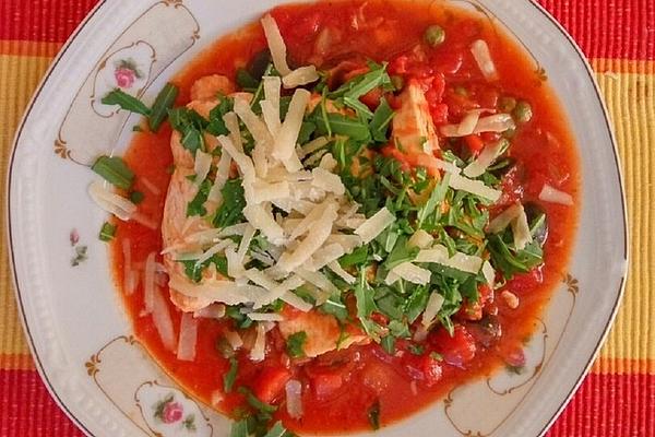 Chicken Breast in Tomato – Capers – Olive Sauce
