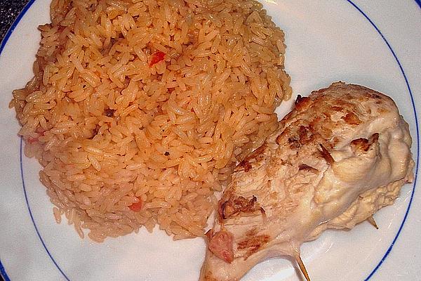Chicken Breast Stuffed with Philadelphia Cream and Tomato Rice