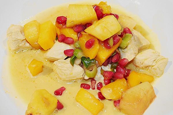Chicken Breast with Exotic Fruits in Curry Foam