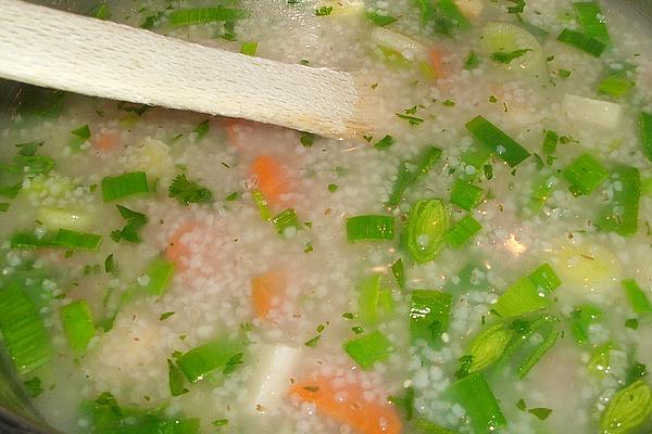 Chicken Broth with Grubs and Herbs