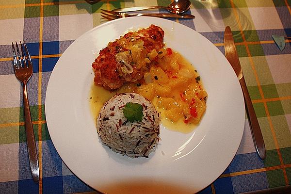 Chicken Fillets with Peanut Crust in Orange Sauce