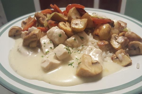 Chicken Fricassee with Long Grain Rice and Mixed Vegetables