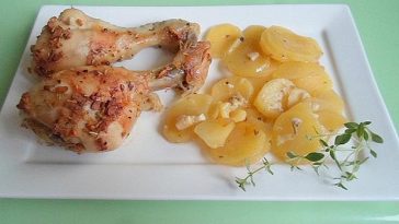 Chicken Legs on BBQ Potato Vegetable Bed
