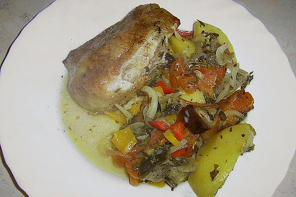 Chicken Legs on Mediterranean Vegetables