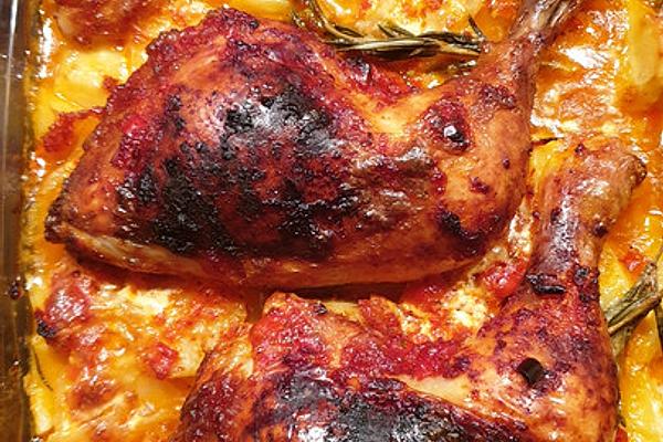 Chicken Legs with Potatoes and Garlic