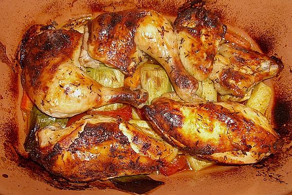 Chicken on Carrot-leek Vegetables