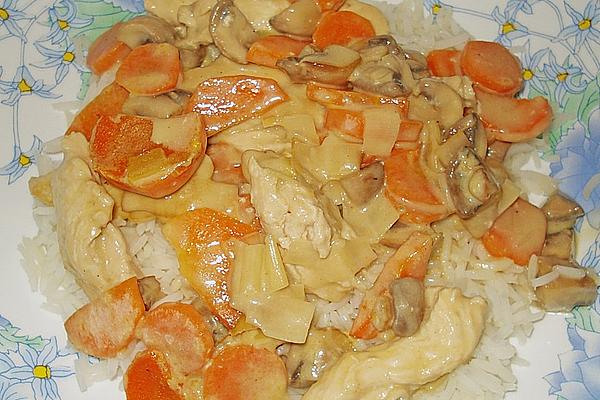 Chicken Strips with Mushrooms and Carrots