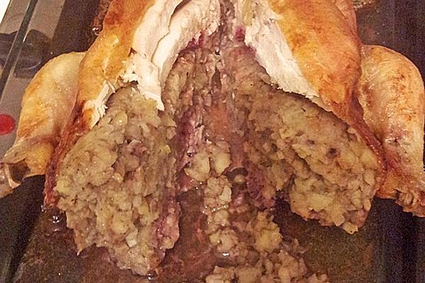 Chicken with Chestnut Filling and White Wine Sauce