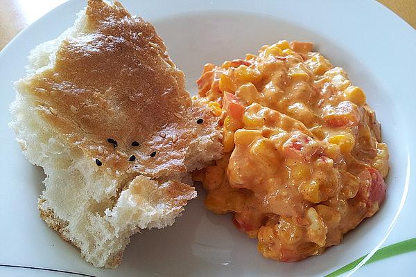Chili – Corn – Vegetables with Spicy Sheep Cheese Cream