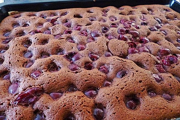 Chocolate Cake with Cherries and Pudding