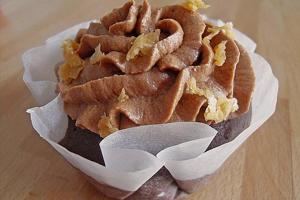 Chocolate Caramel Cupcakes with Nougat Frosting