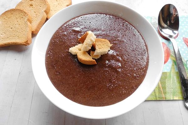 Chocolate Soup with Biscuit Pieces