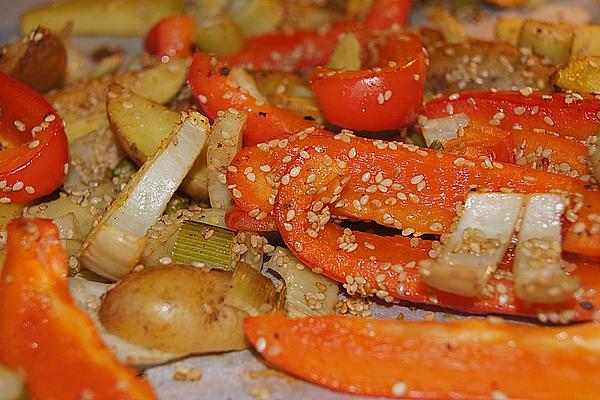 Chrissis Sesame Baked Vegetables with Quark Dip