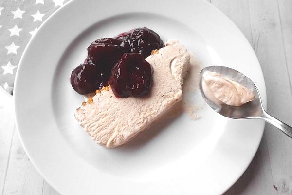 Cinnamon Ice Cream with Red Wine Plums