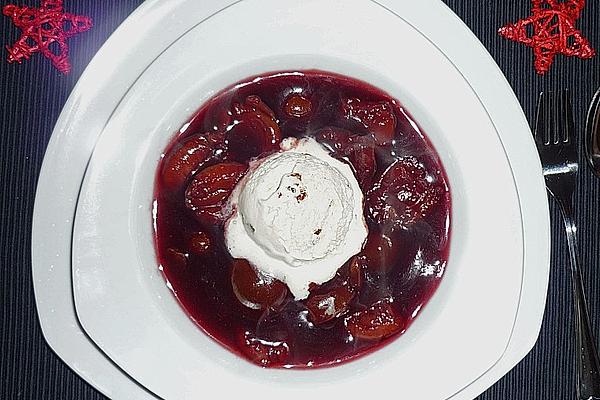 Cinnamon Plums with Walnut Ice Cream
