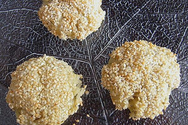 Rice and Potato Cookies in Sesame Coat