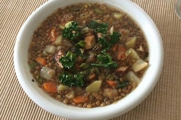 Classic Vegan Lentil Soup, with Smoked Tofu