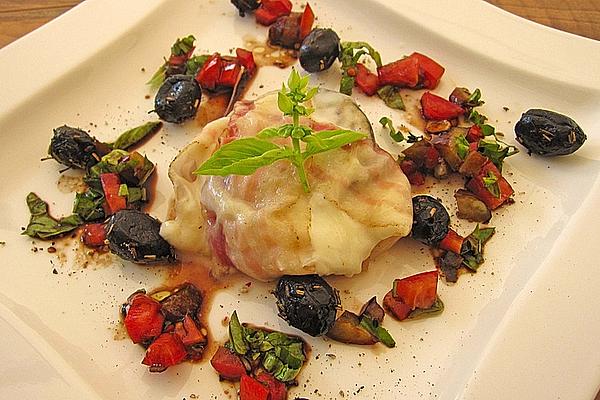 Coated Mozzarella Slices with Ratatouille Filling