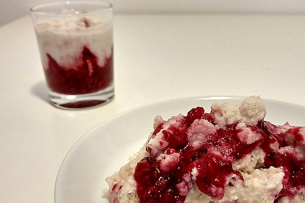Coconut Semolina Pudding with Raspberry Sauce