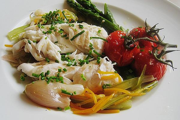 Cod in Foil on Bed Of Vegetables