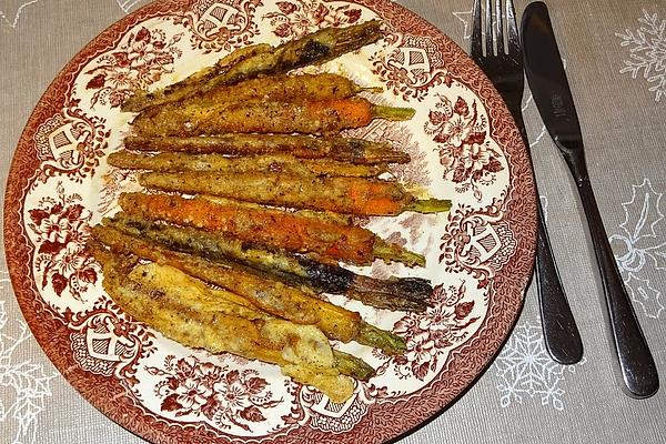 Colorful Carrots Breaded in Hazelnut