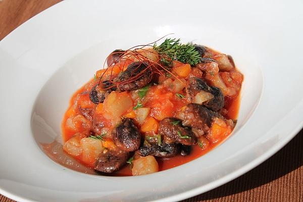 Colorful Giant Beans in Vegetable and Tomato Sauce