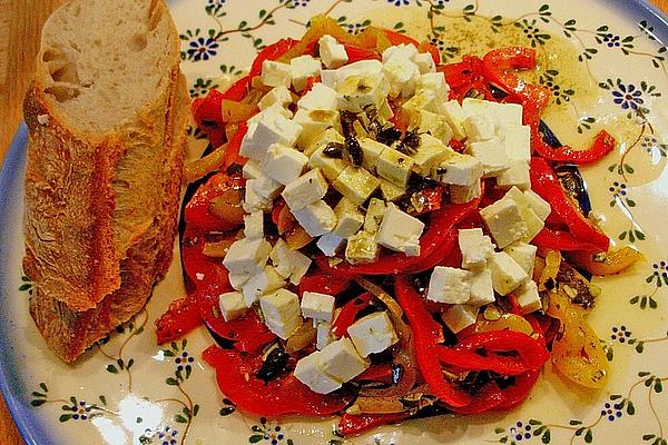 Colorful Paprika Salad with Feta Cheese and Roasted Pumpkin Seeds