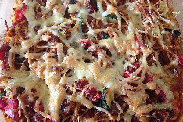 Colorful Pasta Bake with Minced Meat