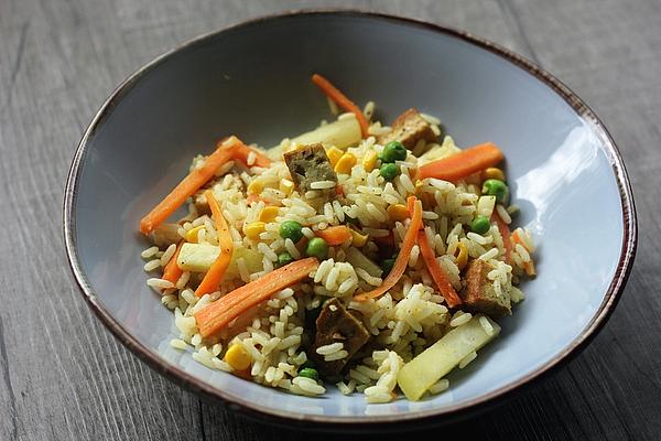 Colorful Rice Pan with Peanut Tofu