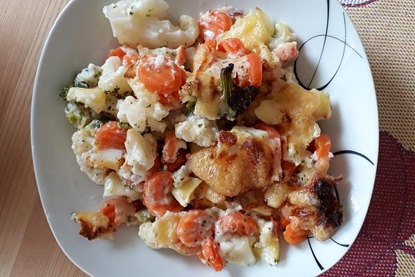 Colorful Vegetable Casserole with Ham