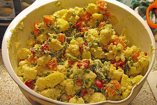 Colorful Vegetable Salad with Garlic Dressing