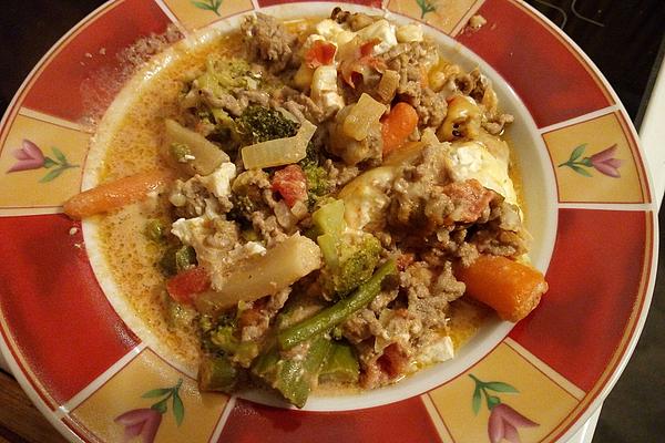 Colorful Vegetables with Minced Meat