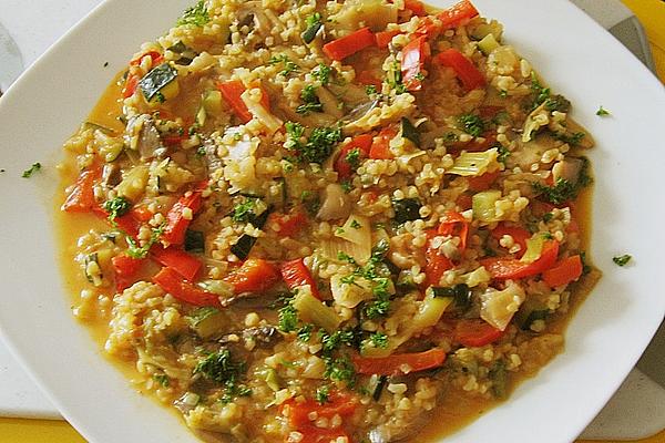 Couscous – Vegetable – Pan with Light Cheese Sauce