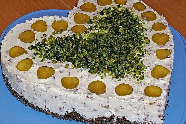 Cream Cheese Cake with Salami and Cucumber